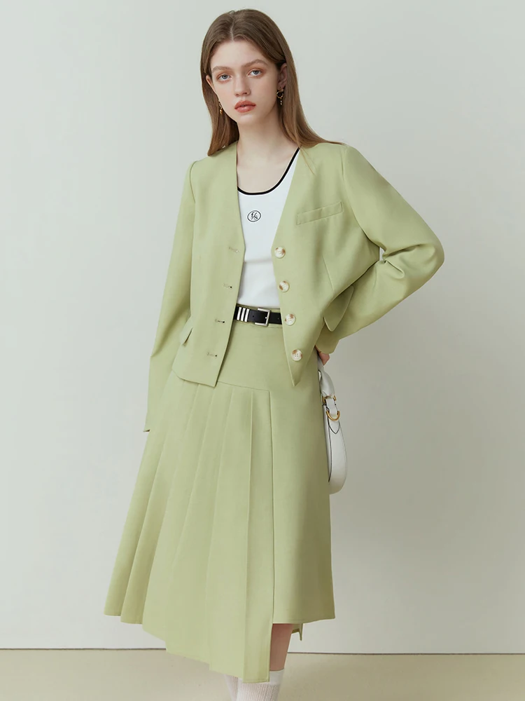 FSLE Commuter Style Women\'s Skirt Suit Spring Autumn Short Casual Suit Jacket+Irregular Skirt Design Sense Two-piece Set Female