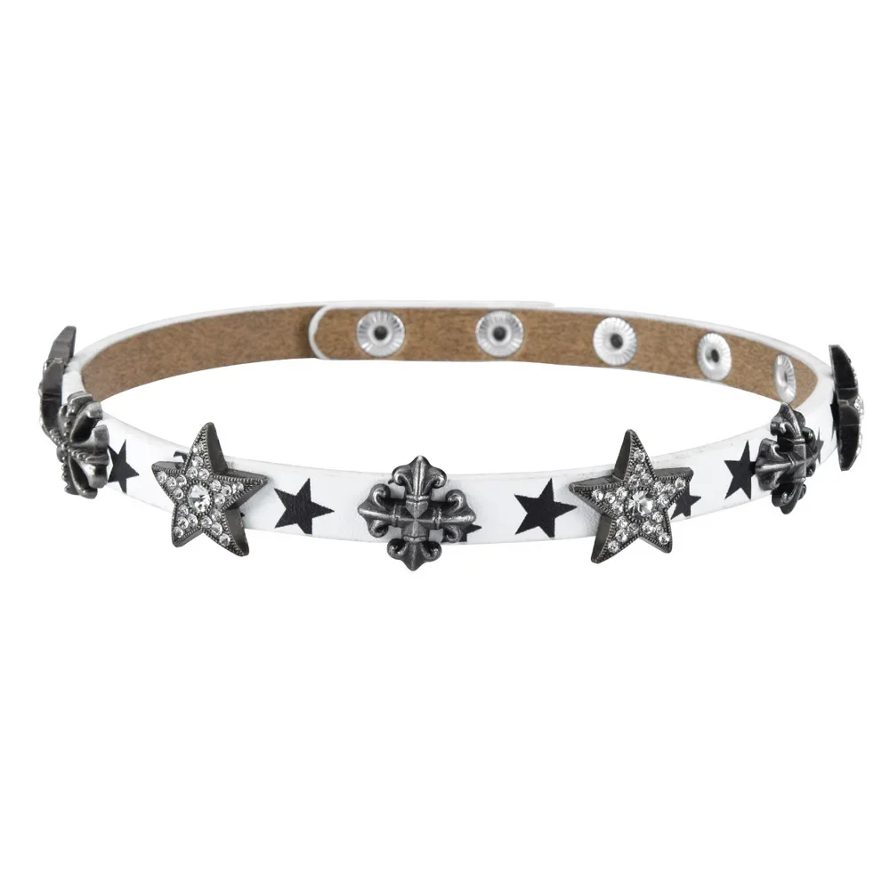 2025Niche design starlight small cross collar, hot girl patchwork leather rivets, Gothic punk neck collar