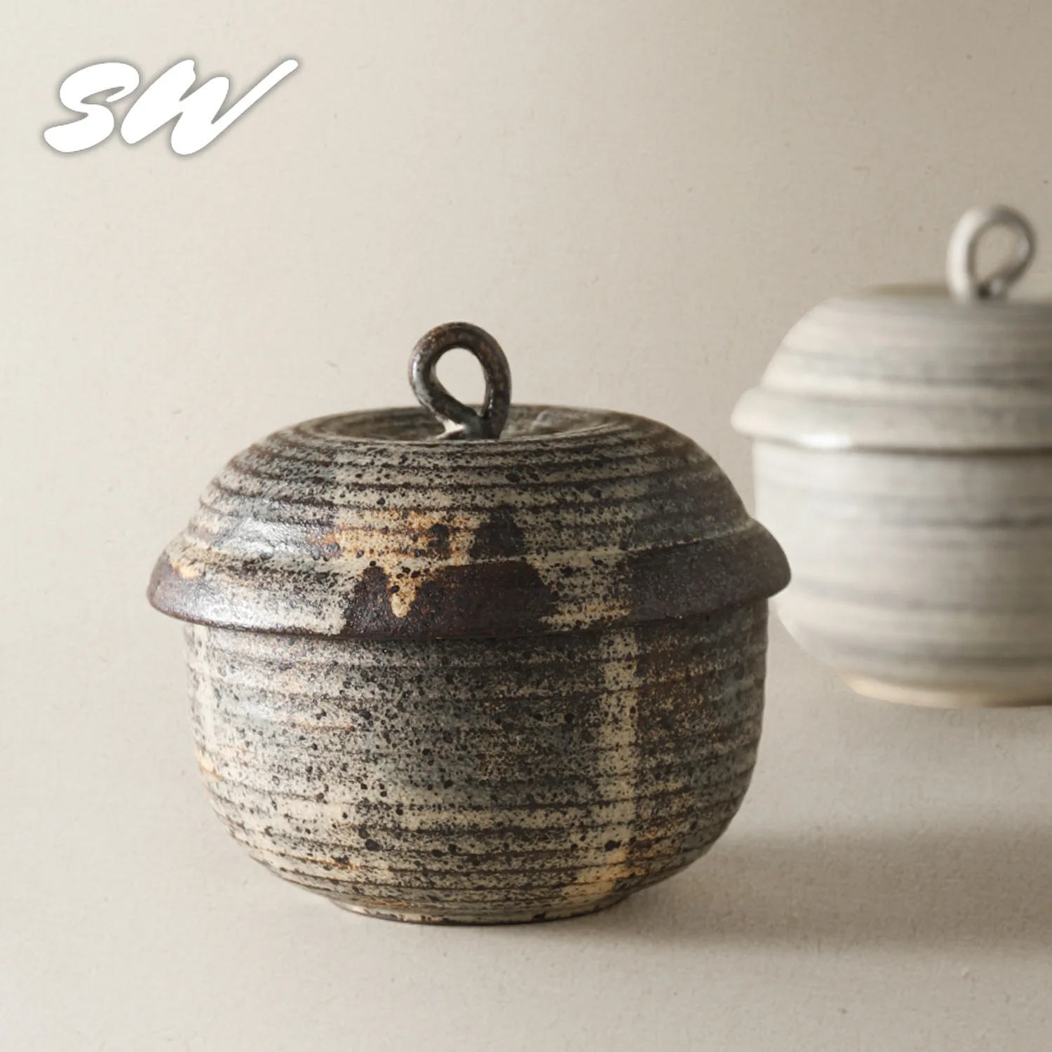 Sanwu Japanese retro stew cup soup cup household ceramic steamed egg custard bowl bird's nest water-proof stew with lid