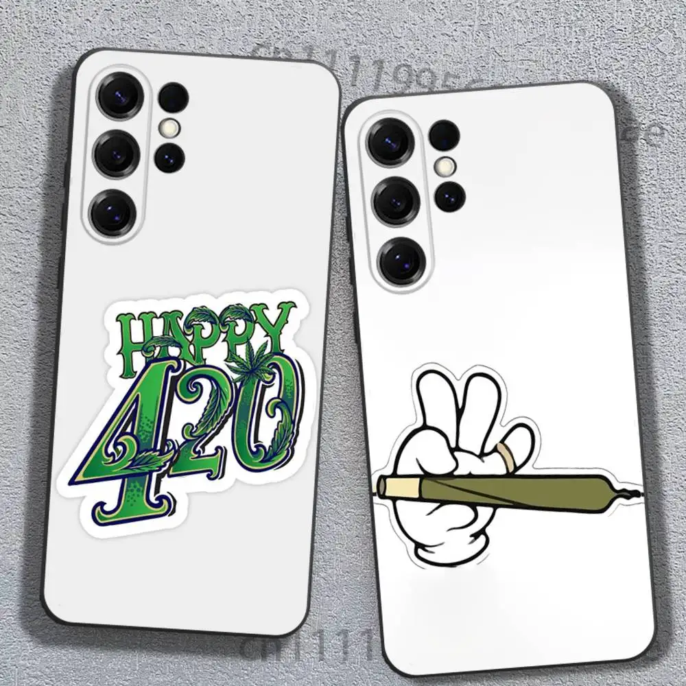Leaf Weed 420 Smoking Phone Case For Samsung S22,S24,S20,S25,S23,S30,S21,Ultra,Plus,Cover Original Custom TPU Protector Case