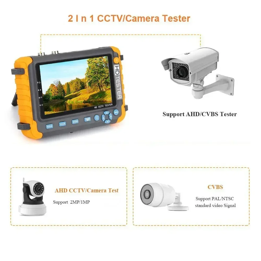 8MP CCTV Security Camera Tester IV8W 5Inch CCTV Monitor AHD/CVI/TVI CVBS Analog Camera Tester CCTV Cameras Tester HDMI VGA Input image 4
