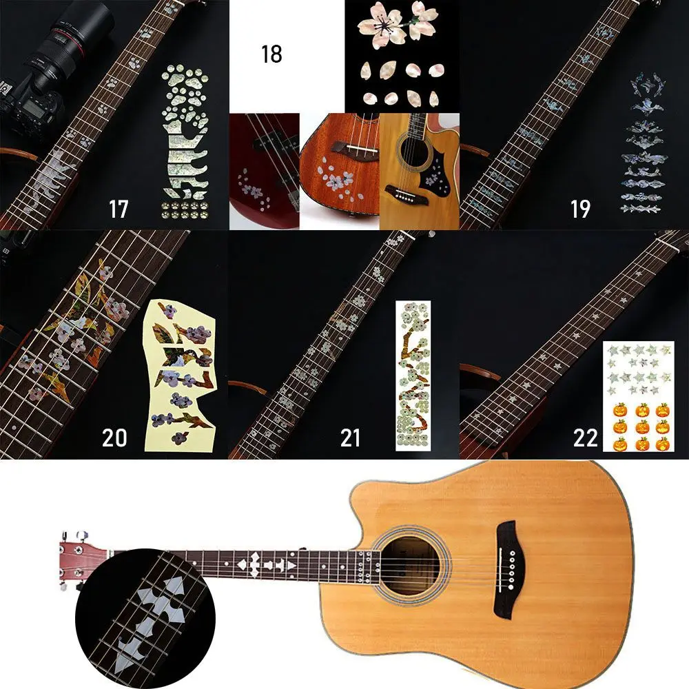 Music Instrument Decorations 22 Styles Guitarra Accessories Ultra Thin Stickers Cross Inlay Decals Fretboard Sticker