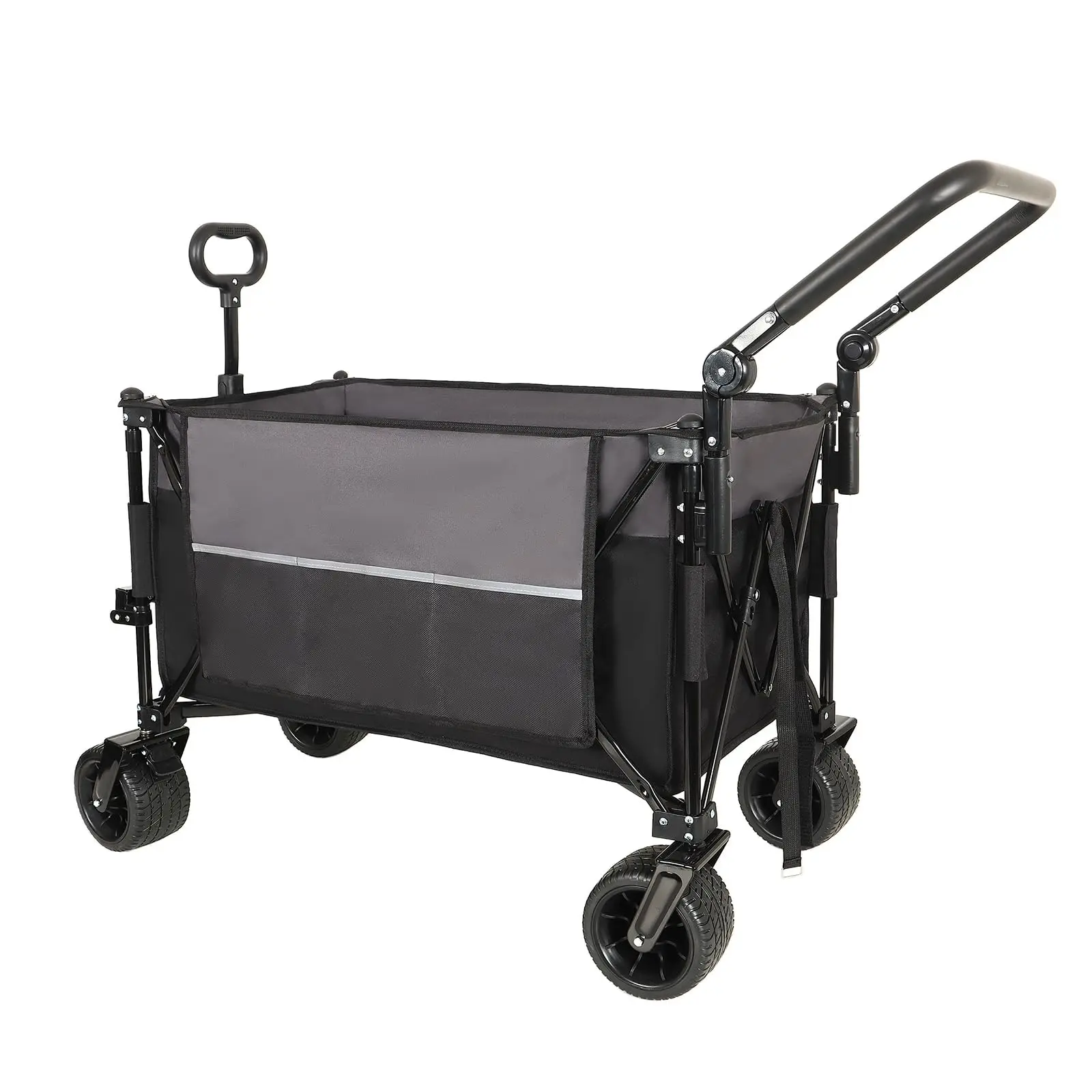 Multi-Functional Push-Pull Folding Wagon Cart with Rotating Handle & 360 All-Terrain Wheels Heavy Duty Collapsible