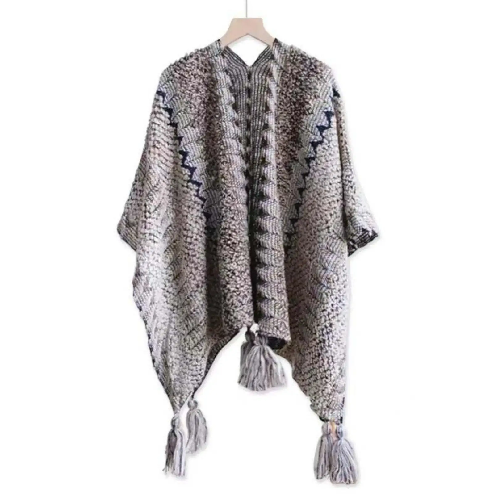 Women Boho Mohair Wrap Shawl Artistic Tassels Bright Colors Breathable Soft for Autumn Winter Travel