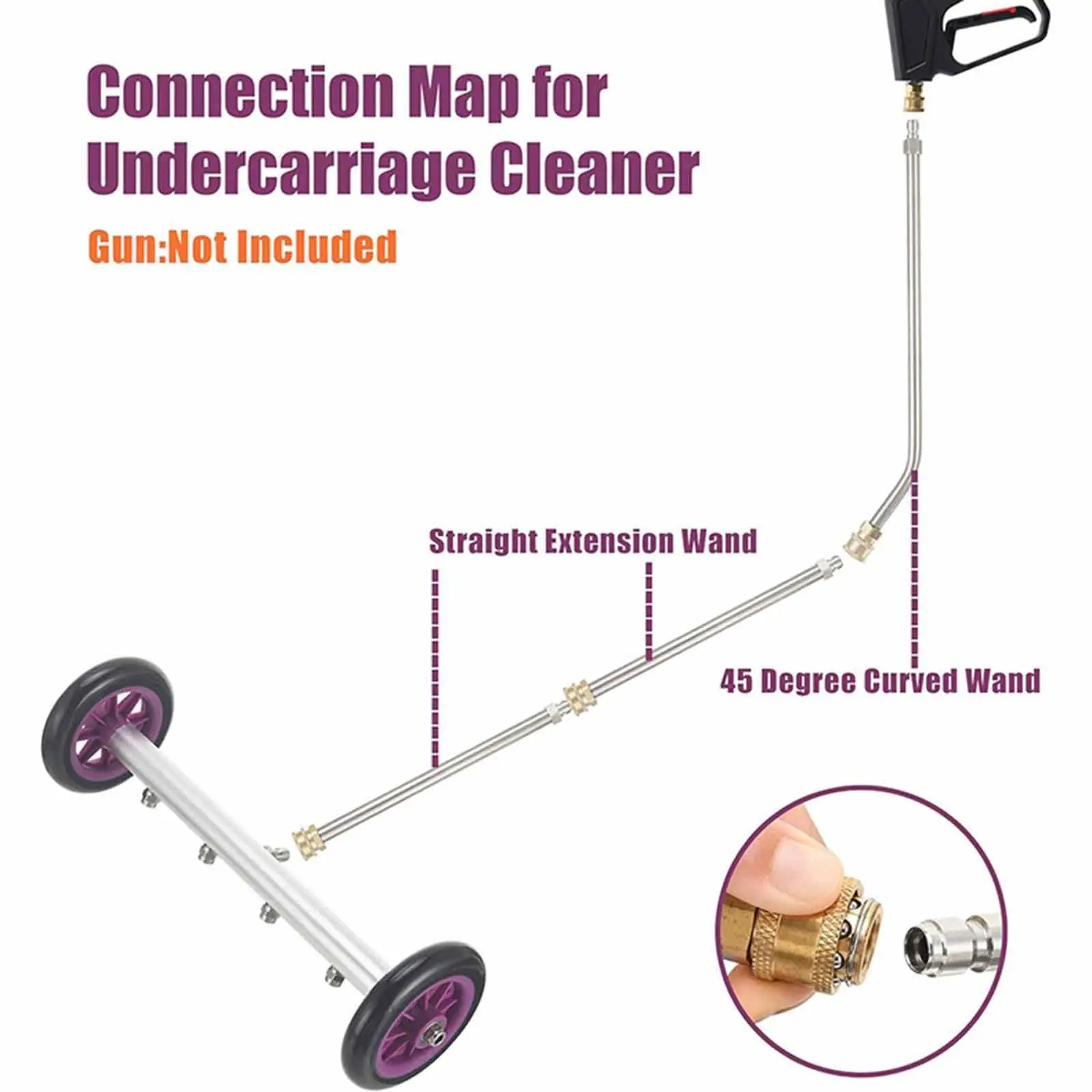 

1/4 Quick Connect Pressure Washer Undercarriage Cleaner Water Broom for Efficient Car Bottom Cleaning and Driveway Maintenance