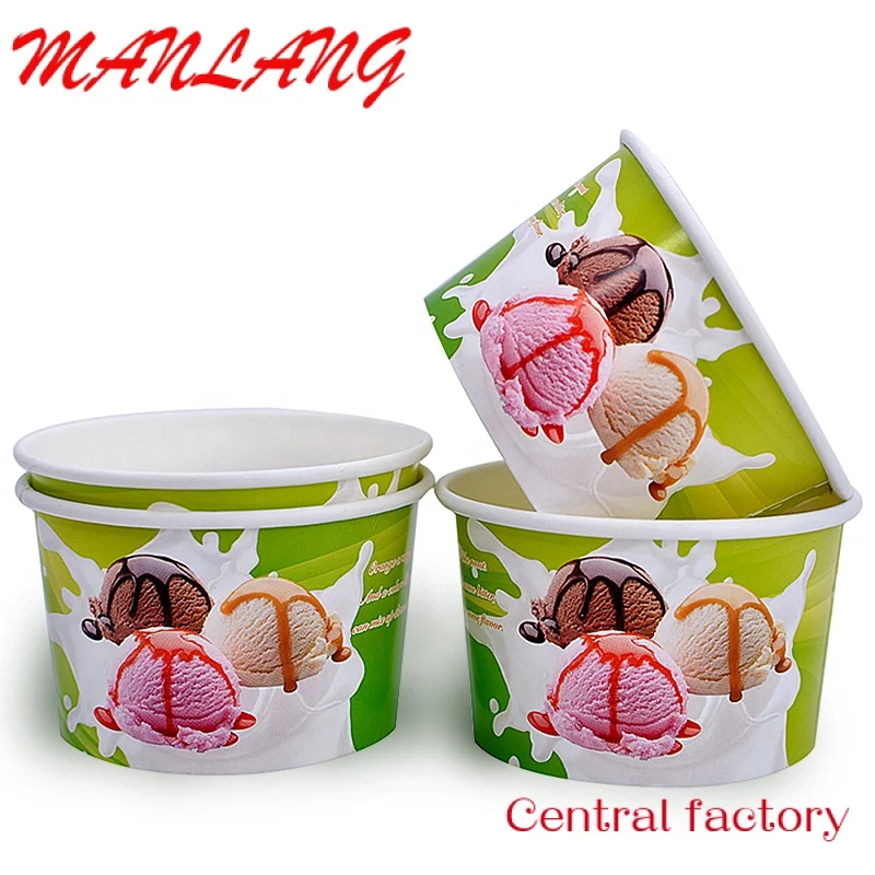 CustomDisposable Customized logo Ice Cup Yogurt Gelato Bowls 3/4/5/8/12/16oz paper cup with lid