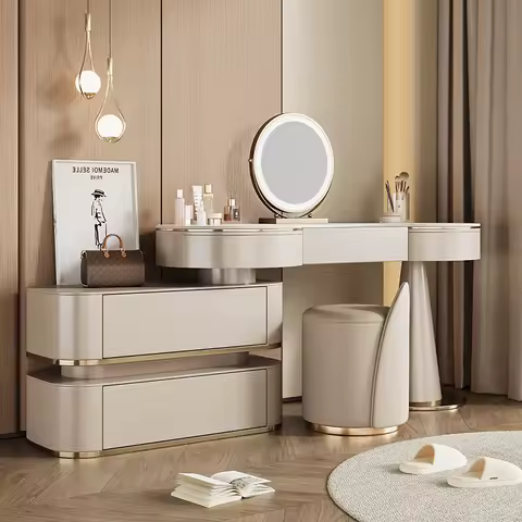 Fully furnished modern luxury rock slab countertops Makeup vanity dressing table dressers vanity desk tables Bedroom furniture