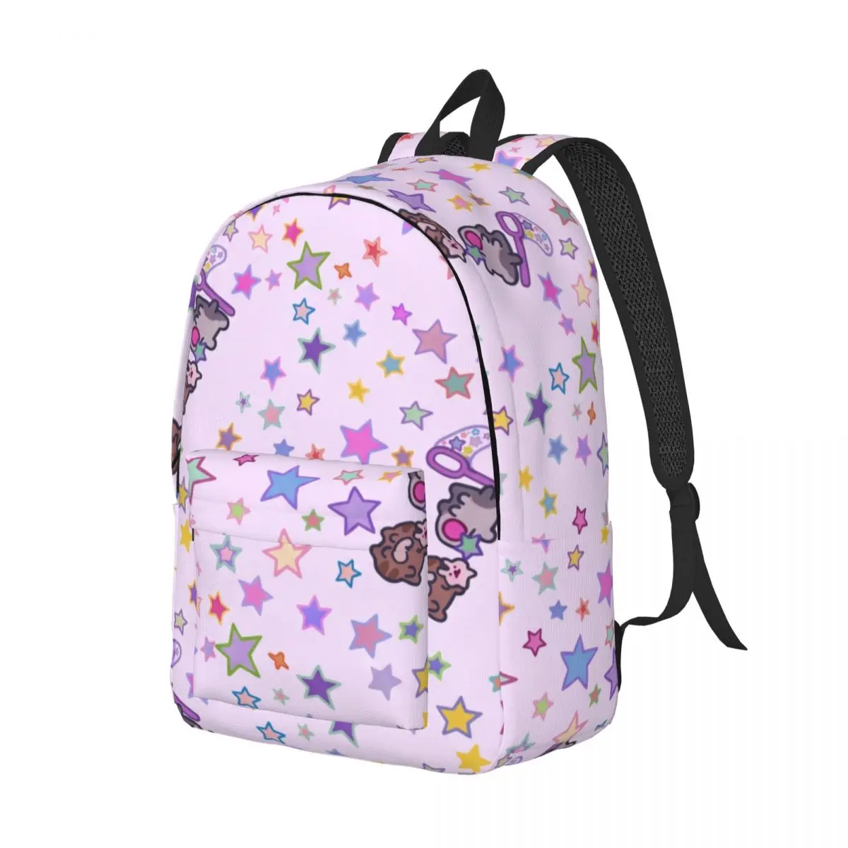 Personalized Gift Backpack Allover Starry Pattern Whimsical Illustration Multi Color Vibrant Cute School Bag for Birthday Gym