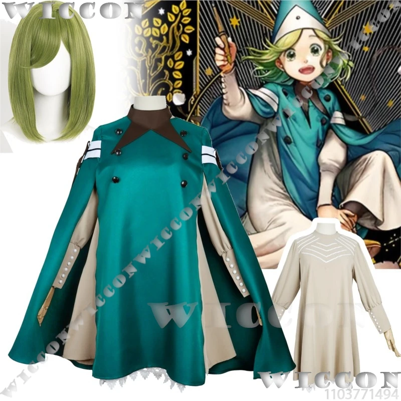 Cocco Manga Atelier of Witch Hat Anime Cosplay traje de bruja vestido blanco sombrero verde capa chica mágica Prop mujer traje de Carnaval