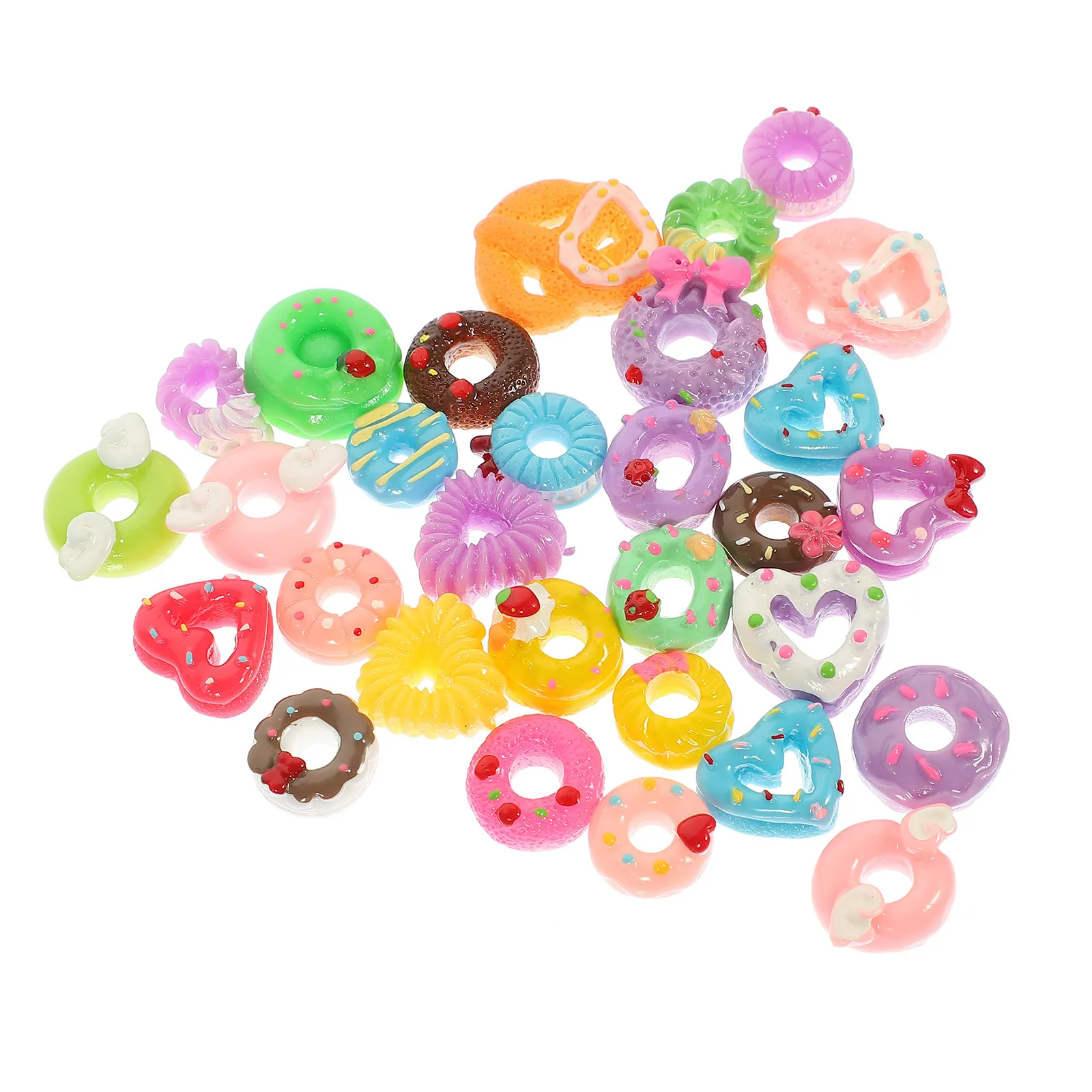 30개 시뮬레이션 음식 액세서리 미니 도넛 레진 공예 장식품 DIY 휴대폰 케이스 참 장식 머리핀 홈 파티 수제