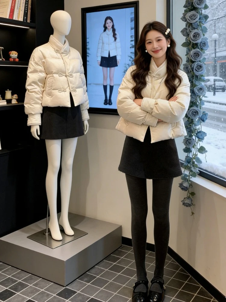 Korean Style Women's Thickened Cotton Jacket Short Loose Fashionable Autumn Winter New Arrival Cute Small Size Coat