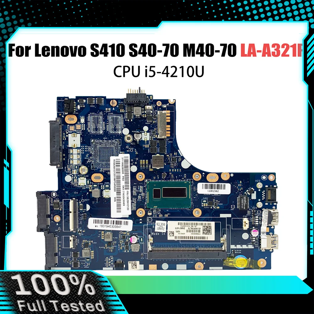 

LA-A321P Mainboard For Lenovo S410 S40-70 M40-70 Laptop Motherboard ZIUS6/S7 With i5-4210U CPU Working Good