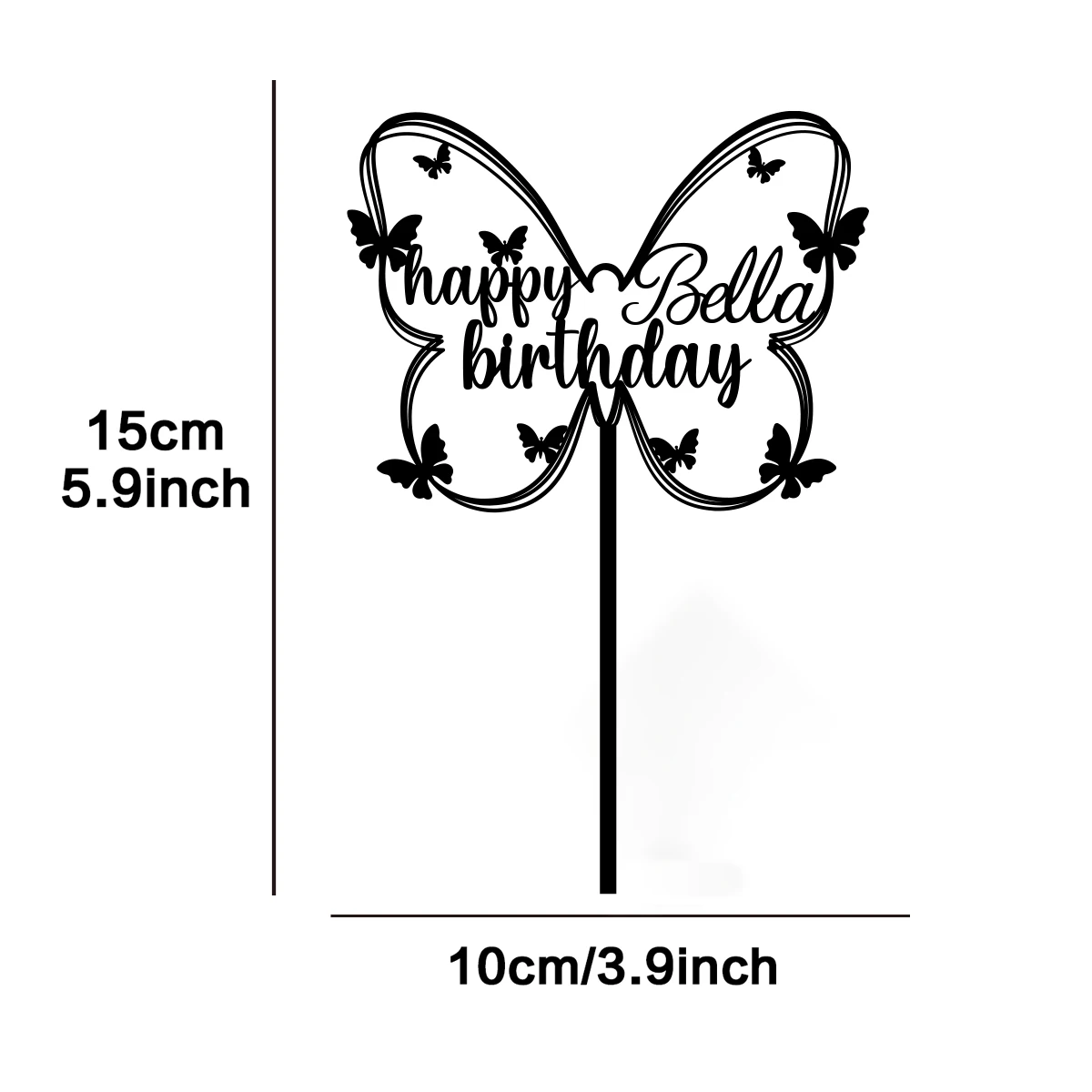 1PC Fashion Butterfly-shaped Happy Birthday wishes Custom Text Cake Stand Cake Ornaments Gift For Her Gift Idea Couple