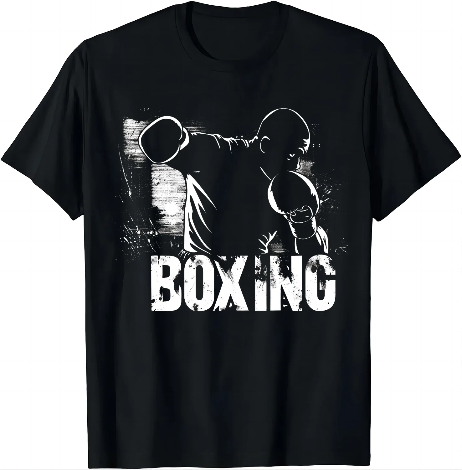 Black Tee with Powerful Boxer Cutout BOXING Edition Tshirt  Graphic T Shirts Men Clothing Tops Camisetas Streetwear