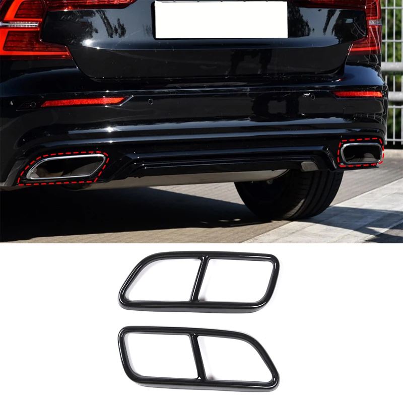 

For Volvo S60 2-piece Set Stainless Steel Black Muffler Exhaust Tail Throat Car Modification Accessories