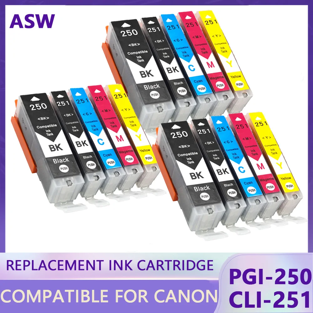 

15PK PGI250 PGI-250 CLI-251 for Canon PIxma MG6620 MX922 MG5620 MG5420 MG6320 MX922 MG6420 MG7520 MG5520 iP7220 ink cartridge