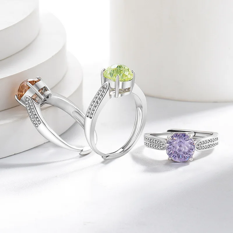 Schlichter, Dezent-Eleganter 925 Sterling Silber Dahliaschliff Hochkarätiger Diamant Mode Damenring Schmuck – Detail 3