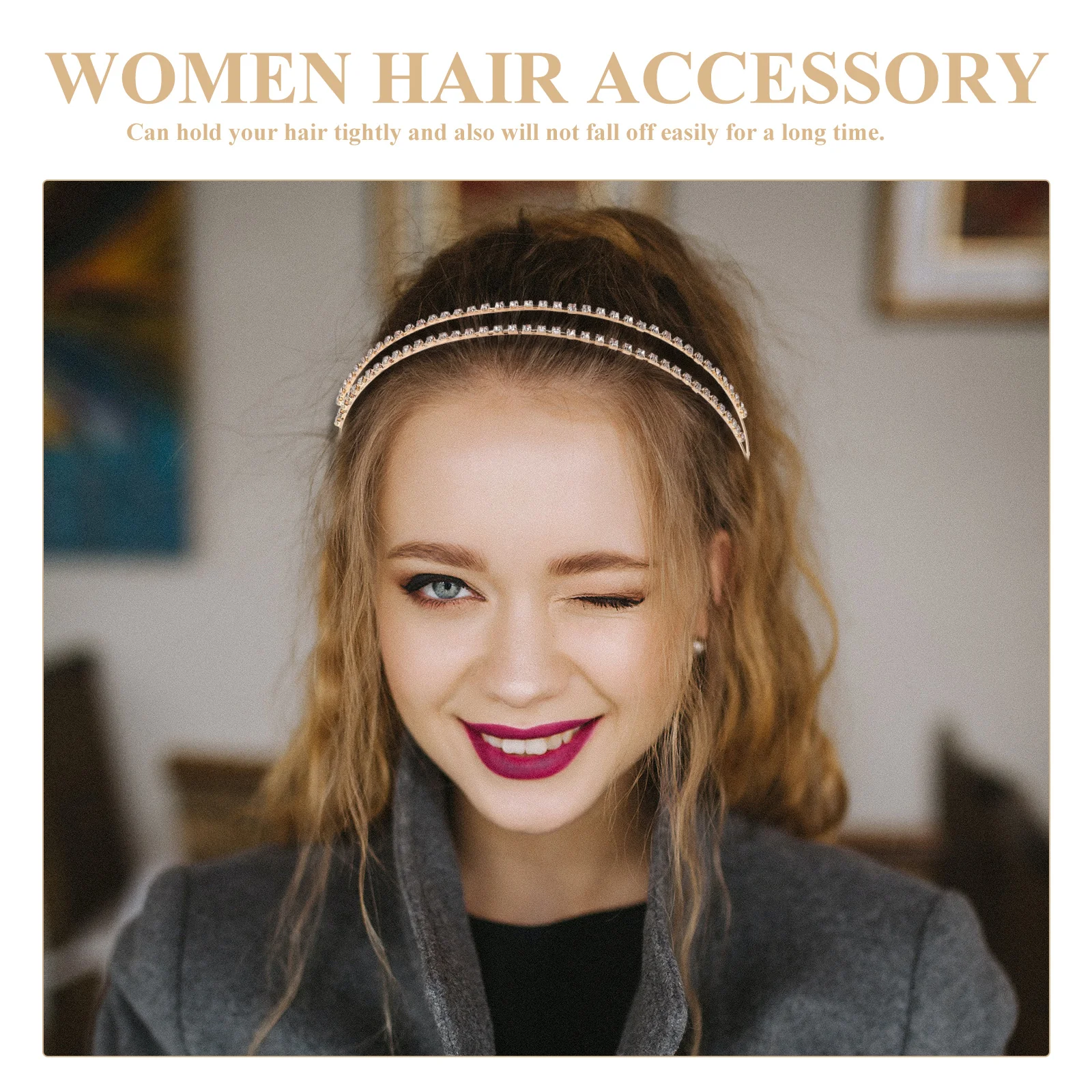 

4pcs Rhinestone Headband Accessories Lightweight Bridal Hair Hoops for Women Girls Brides Party Wedding Cosplay Festival Decor