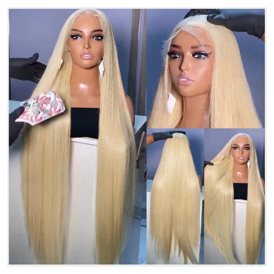 360 Lace Wig 613 Hd Lace Frontal Wig 13x6 Honey Blonde Colored Human Hair Wig Pre Plucked Brazilian Original Hair Straight 13x4 Lace Front Wig Pre-cut Lace Glueless 5x5 Lace Closure Wigs For Women 200 image 3