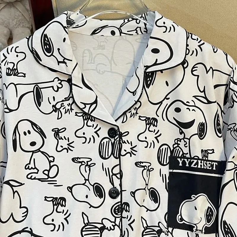 Snoopy anime dessin animé mignon homewear créatif personnalisé femmes printemps et automne à manches longues pantalons longs pyjama ensemble cadeau
