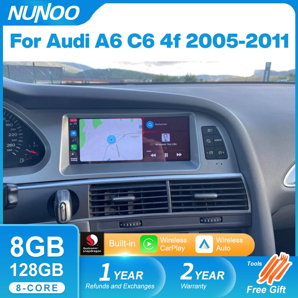 

Автомагнитола на Android 14 с сенсорным экраном для Audi A6 C6 2005-2011 GPS WIFI 4G Carplay 8 + 128 Гб RAM Navi мультимедийный плеер DSP стерео