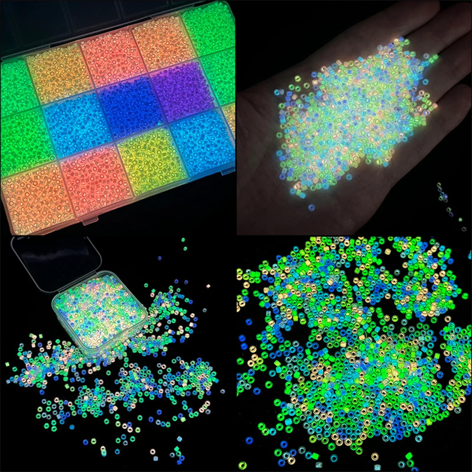 10g Colorful Luminous Glass Seed Beads For Jewelry Making Round Rocailles Glow In The Dark Beads Bracelet About 2.5mm Dia.