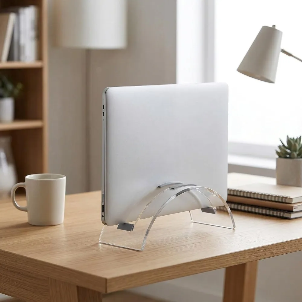 Invisible Minimalist Acrylic Laptop Stand Adjustable Transparent Vertical Laptop Stand Notebook Dock Desk Organization