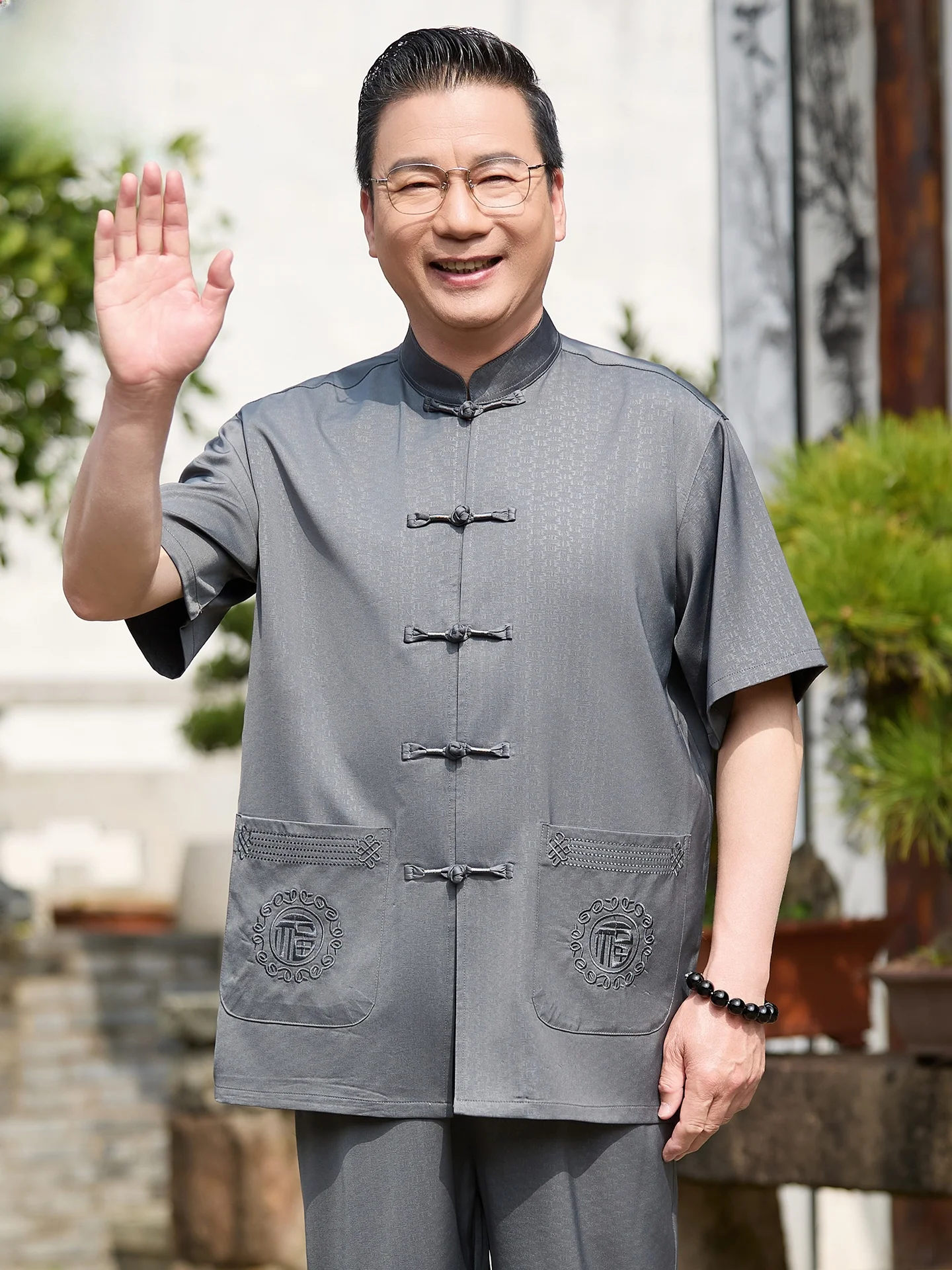 new-chinese-style-dad-summer-set-casual-short-sleeve-men's-clothing-for-middle-aged-and-elderly-high-quality-open-cardigan