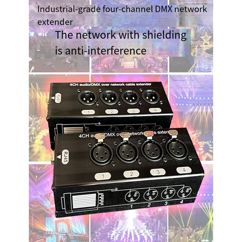 4 Channel Network Signal Extender 4 XLR To Rj45 Extender, For Stage Sound Lighting And Recording Studio, Easy To Use Durable