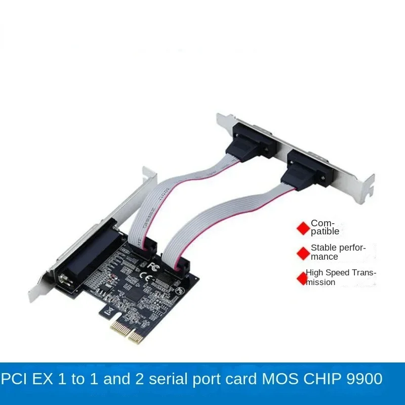 

MOS9900 AX99100 PCI-E to RS232/DB25 Industrial control 4-port parallel serial port expansion card