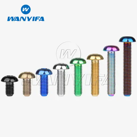 Wanyifa Titanium Ti Bolt M5x8/10/12/15/18/20/25/30mm Round Hexagon HSocket Button Head  Screw for Bicycle Bottle Cage