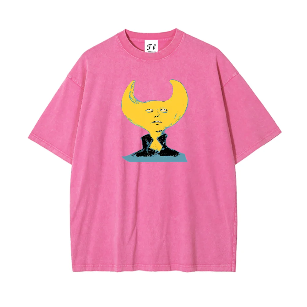 T-shirt grafica con figura cornuta T-shirt oversize in difficoltà casual manica corta unisex retrò streetwear Y2K moda pullover confortevole