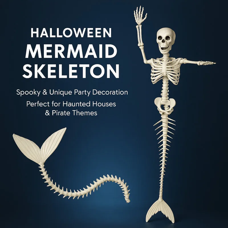 

Skeleton Mermaid Skeleton Model Plastic Fish Skeleton Statue Flexible Skeleton Halloween Haunted House Children Toy Skeleton