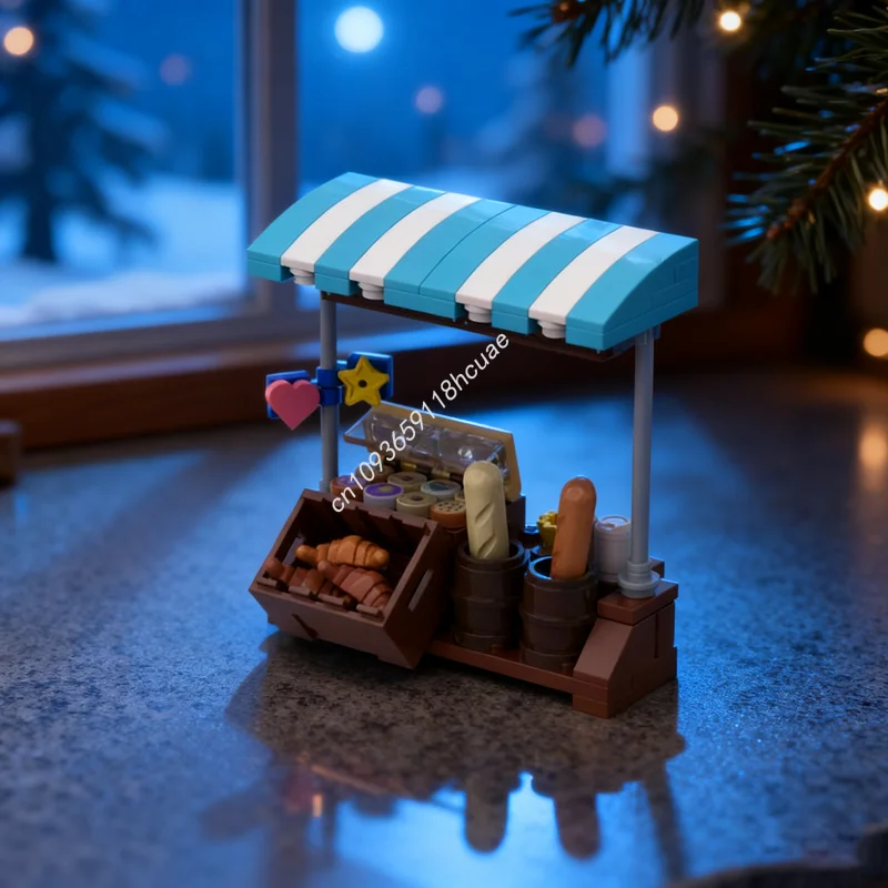 

85 шт. MOC Bakers Market Stall, городская модель, строительные блоки, игрушка, строительные рождественские подарки, сделай сам, креативная идея, образование для детей