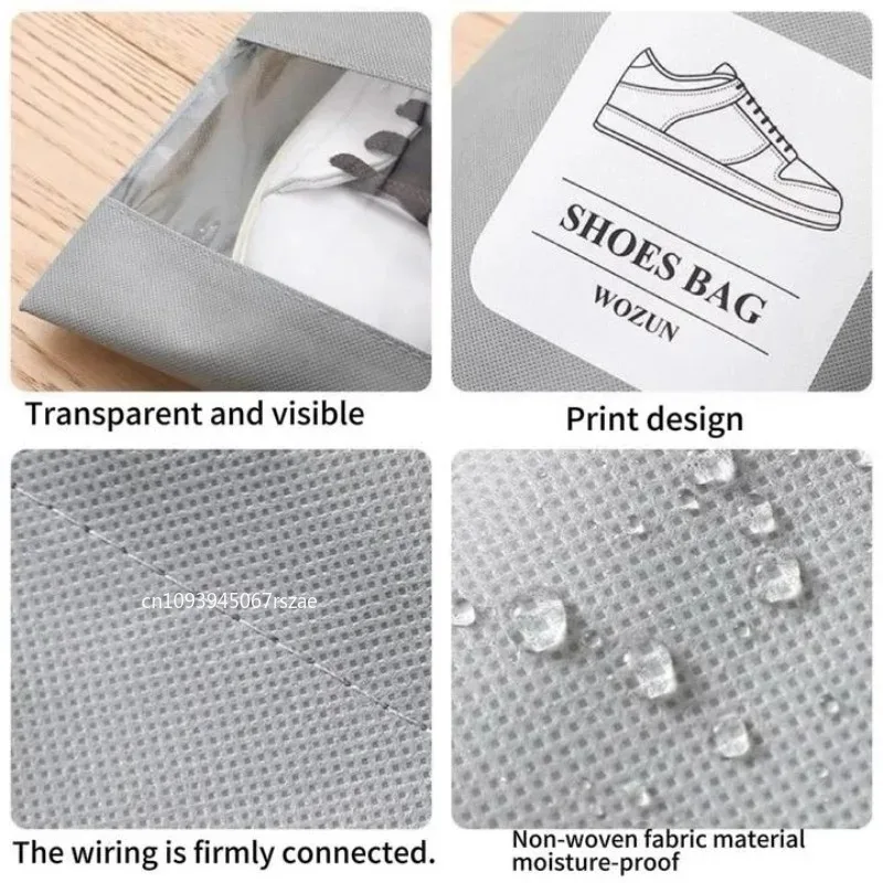 1-30pc Travel Reusable Shoes Storage Organizer Bags Travel Portable Closet Bag Waterproof Pocket Clothing Tranparent Hanging Bag view 5