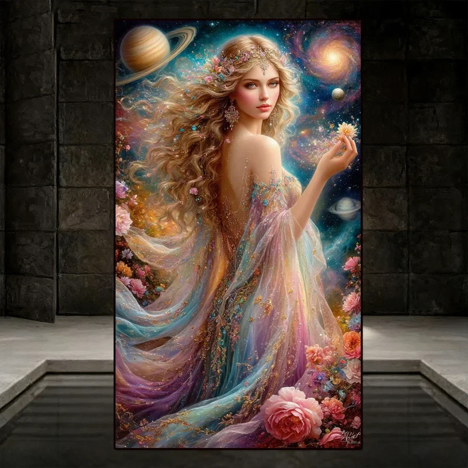 5D DIY Diamond Painting 2026 Full Diamond Mosaic Cosmic Floral Goddess Artwork Diamond Embroidery Kit Rhinestone Home Decor Gi