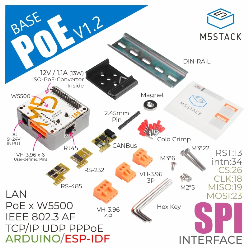 

M5Stack Official LAN Module W5500 with PoE V12