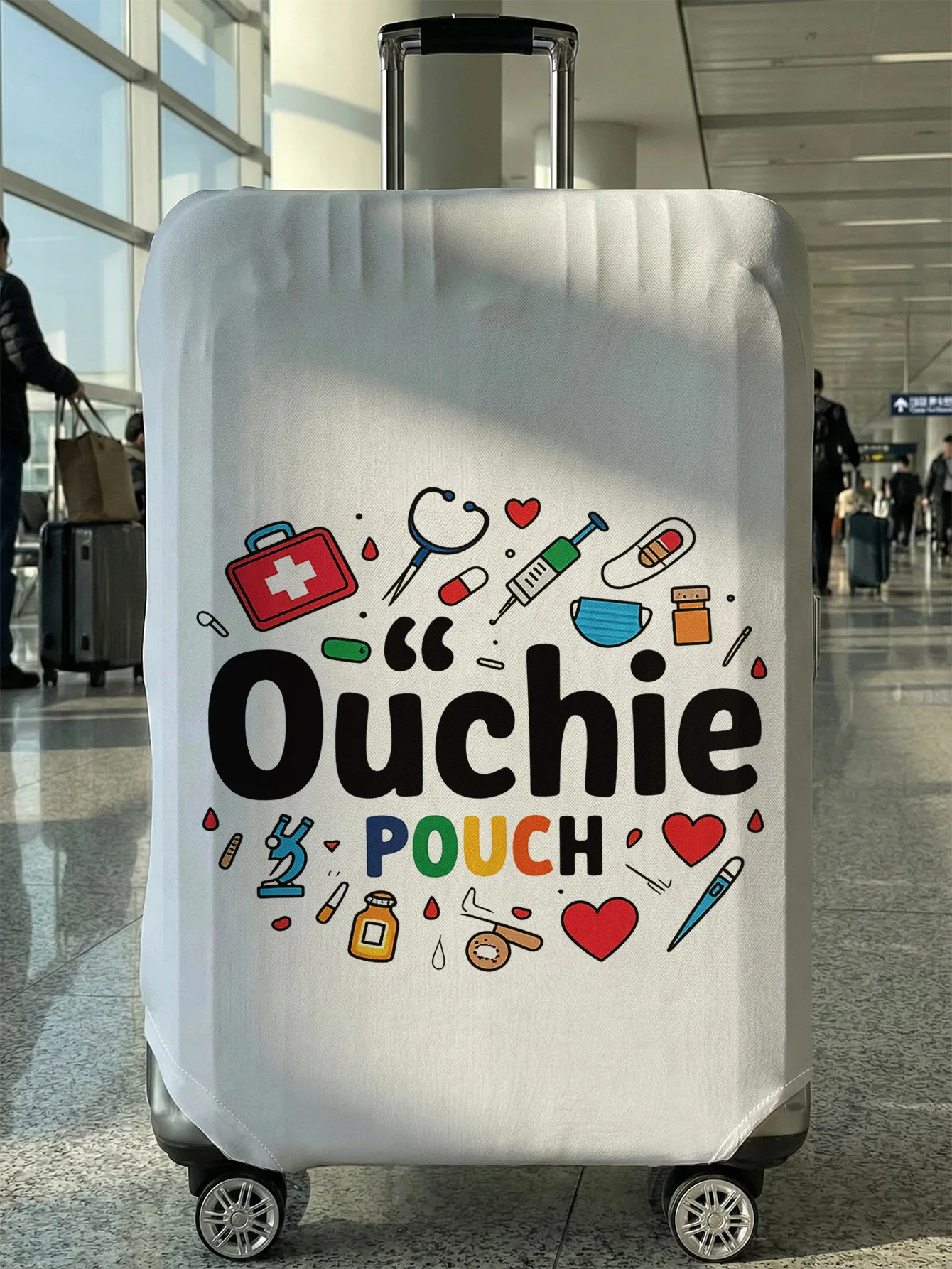 

Чехол для багажа с принтом в медицинском стиле "Ouchie Pouch", подходит для чемоданов 18-32 дюймов, чехол для ручки чемодана, дорожные аксессуары