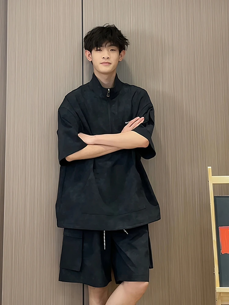 

American Dyed Zipper ort Sve T-irt Boys Summer Sports Set Qui Dry Casual orts Youth Outerwear Cotton 00%