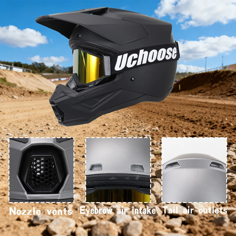 906-Motorcycle road helmet fully covered electric vehicle pulling full helmet mountain downhill all season Three-Piece Gift Set