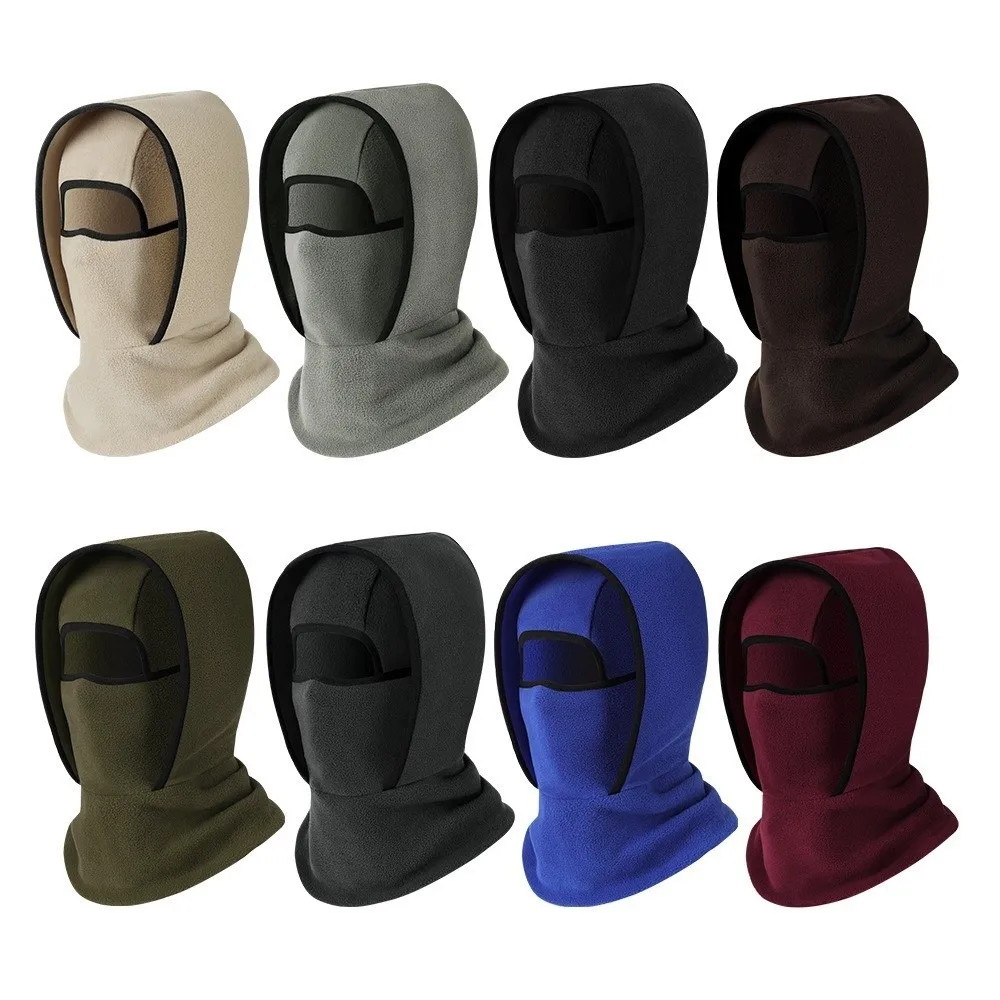 New Windproof Full Face Mask Breathable Mesh Thermal Warm Fleece Full Face Neck Double Layer Neck Protective Head Cover Hiking