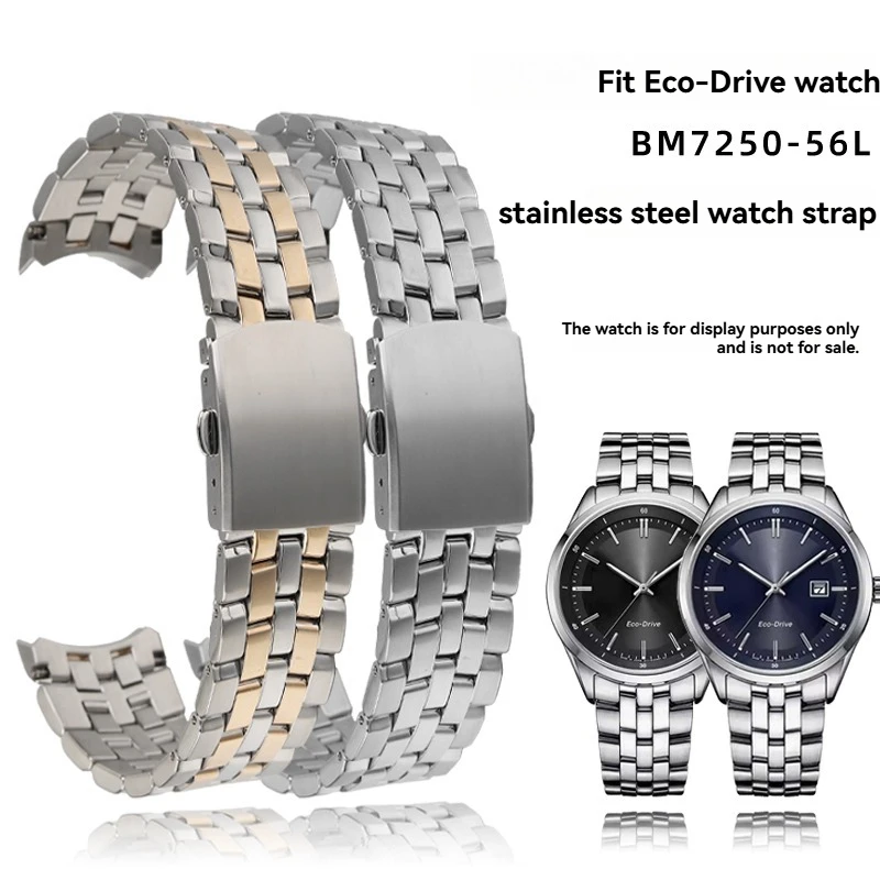 For Citizen AT2140 AT2144 BM7250 Eco-Drive, Solid Stainless Steel Bracelet with Curved End Links, Replacement Watch Band