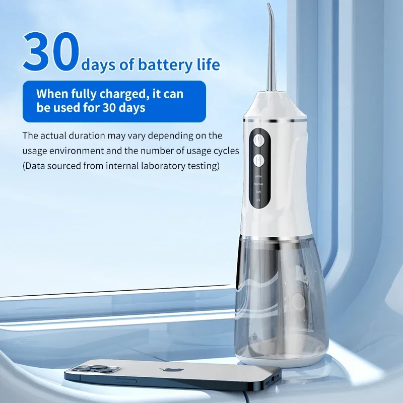 Teeth Whitening Water Flosser 300ML Portable Oral Irrigator Waterproof Dental Care