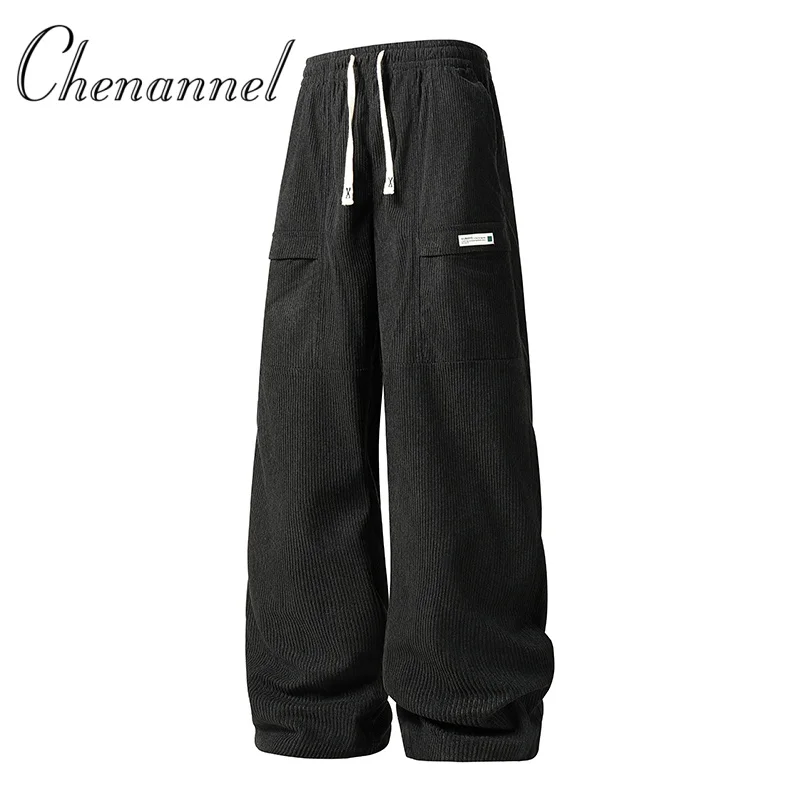 بنطال رياضي محبوك للربيع والخريف للرجال بنمط هونج كونج مستقيم فضفاض أمريكي غير رسمي للشباب من القطن #1