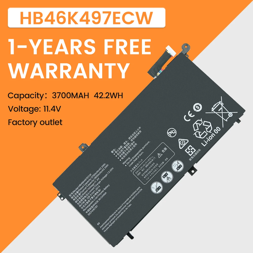 

43.3Wh HB46K497ECW Laptop Battery For Huawei Matebook D 2018 PL-W19 PL-W09 PL-W29 MRC-W50 MRC-W60 MRC-W70