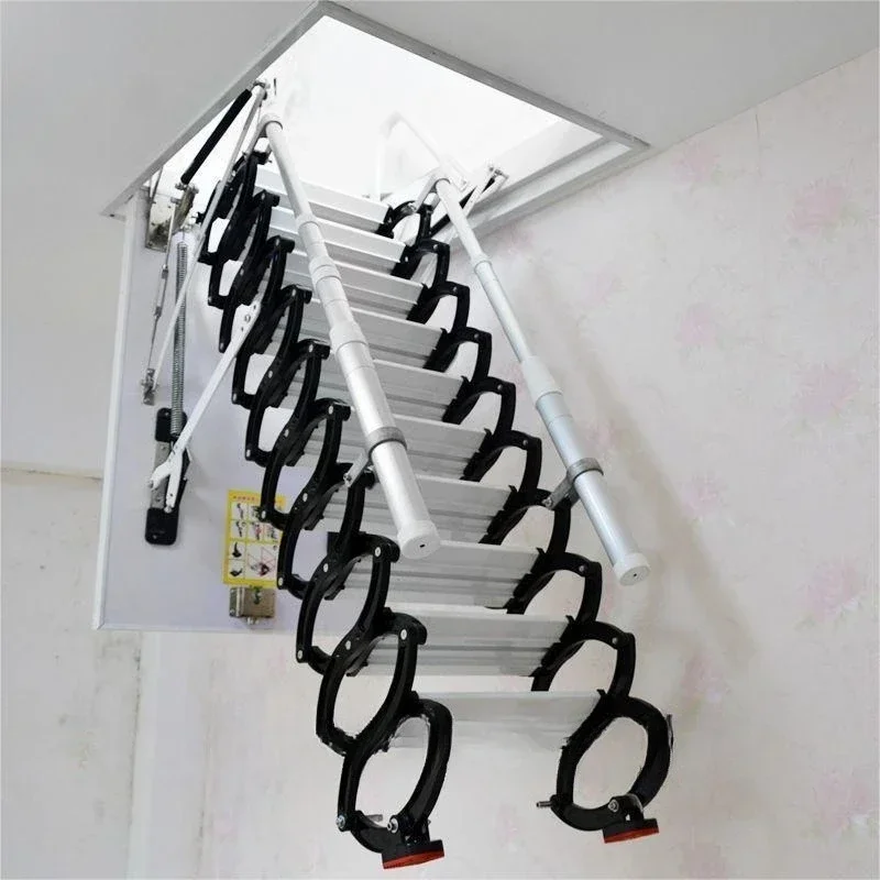 Attic telescopic stairs new thickened household indoor invisible lift ladder duplex villa fire ladder