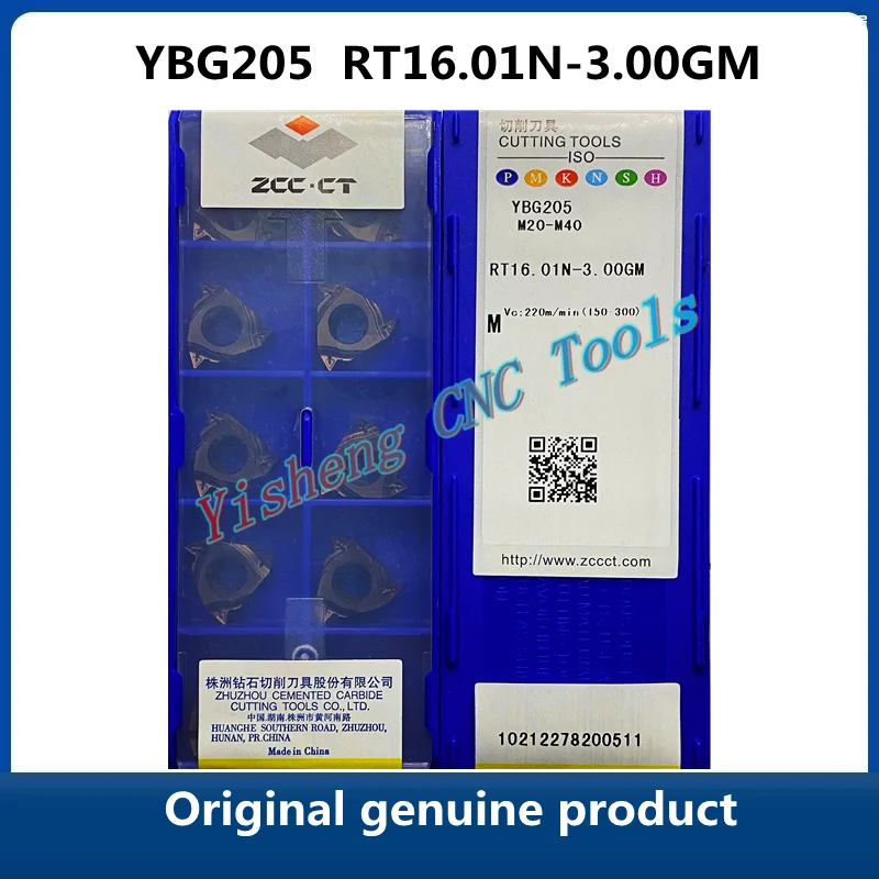 Free Shipping Original ZCC CT YBG201  RT16.01N-3.00GM YBG205 Carbide Inserts CNC Threaded turning tools Lathe Cutter Tools