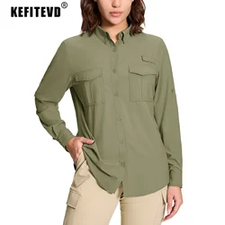 KEFITEVD Women's Quick Dry Breathable Shirts Sun Protection Fishing Lightweight Shirt Soft Outdoor Hiking Athletic Camping Tops