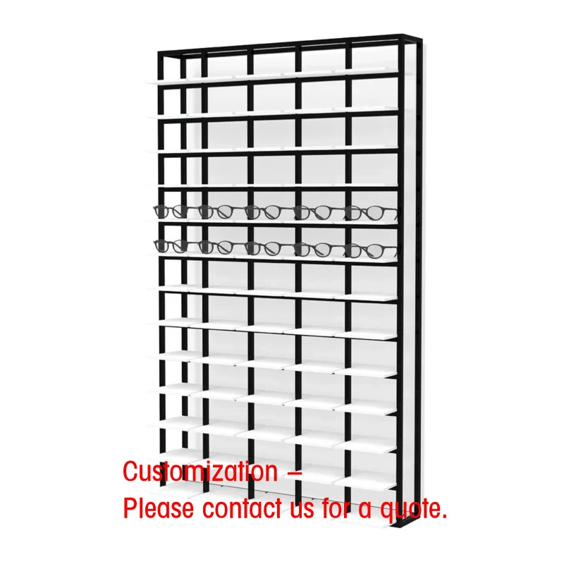 

custom.Wall Mounted Grid Style Metal Eyewear Display Rack | Multi-Tier Sunglasses Organizer with Shelves Optical St