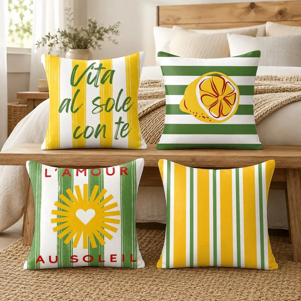 Coastal Summer Cushion Cover Silky Short Plush Invisible Zipper Dustproof Sofa Pillow Case For Home Decor